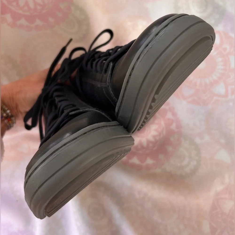 Geox Respira Low Top Leather Black Grey Size 12.5 Sneakers Lace Up EUC Men’s